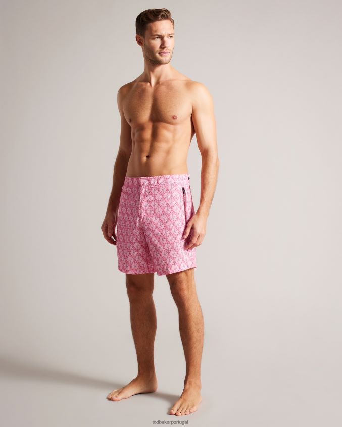 roupas Ted Baker short de natação com estampa geométrica kloch Rosa brilhante homens 8X6HDF1308