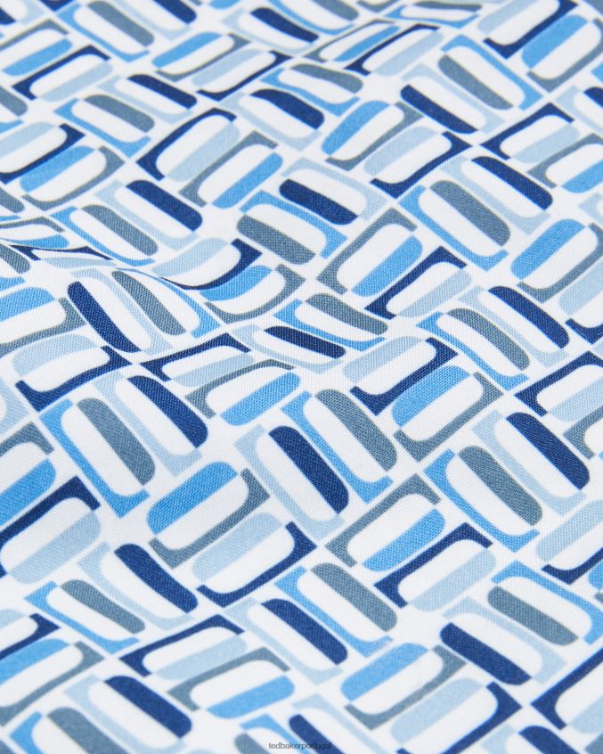 roupas Ted Baker short de natação geométrico crabbe azul homens 8X6HDF1418