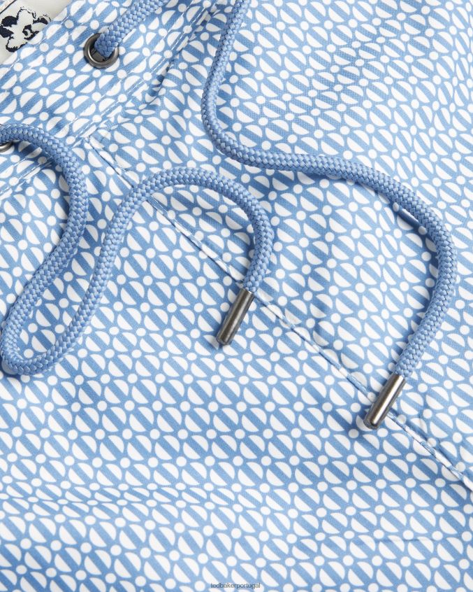 roupas Ted Baker short de natação geométrico popov azul escuro homens 8X6HDF1315