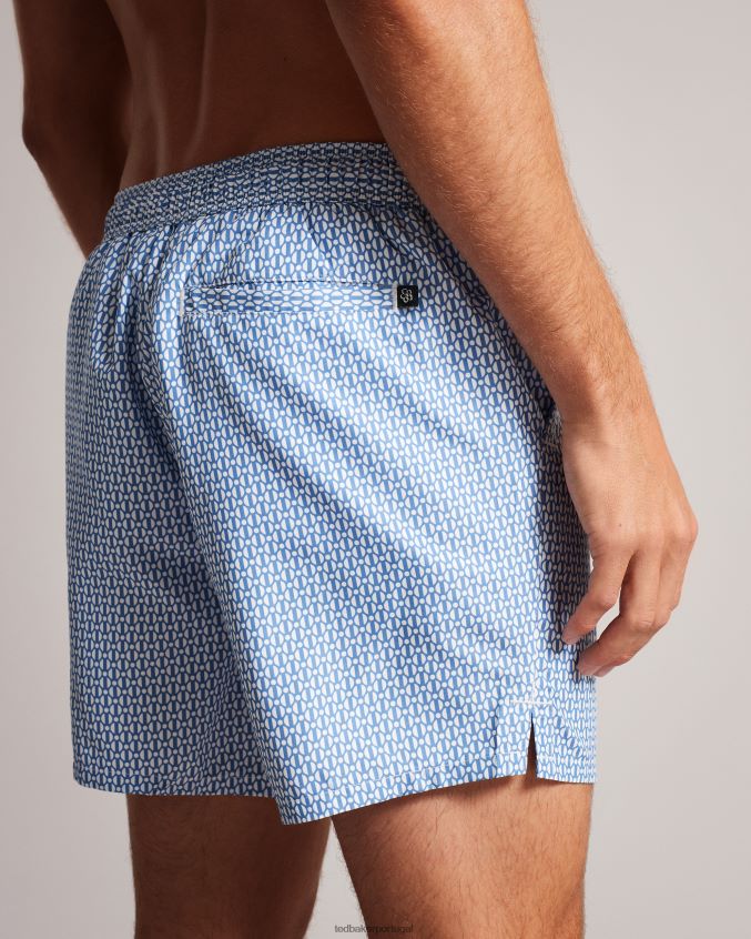 roupas Ted Baker short de natação geométrico popov azul escuro homens 8X6HDF1315