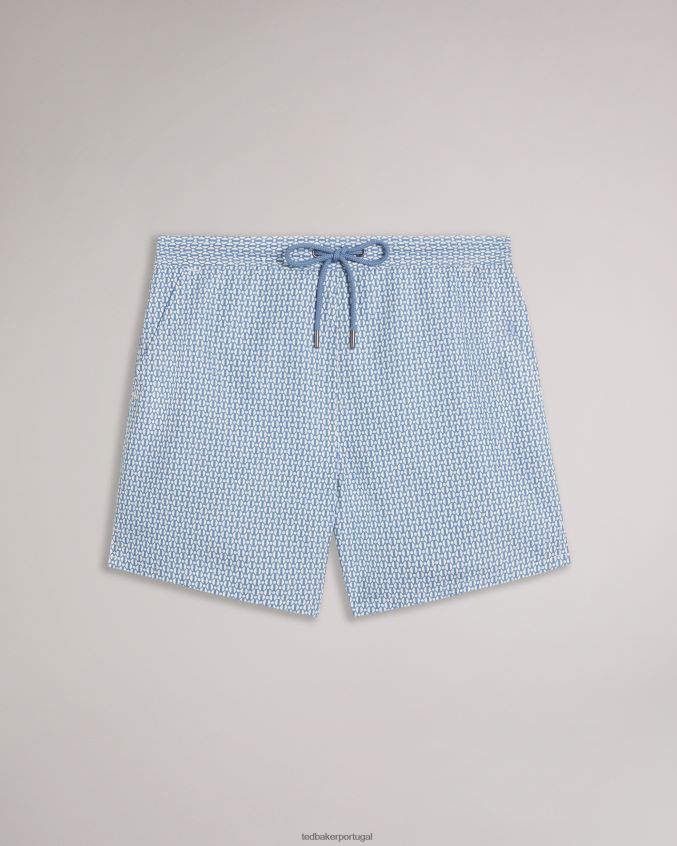 roupas Ted Baker short de natação geométrico popov azul escuro homens 8X6HDF1315