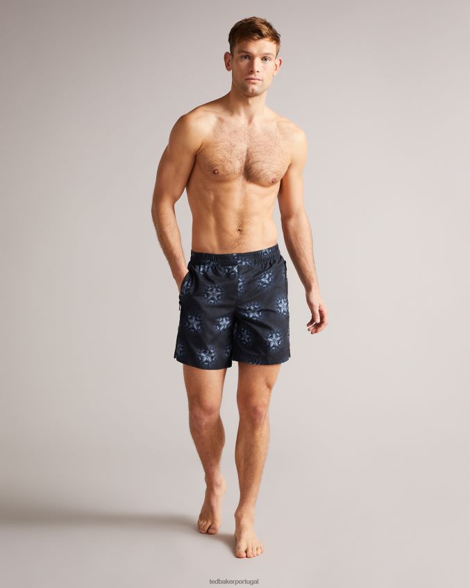 roupas Ted Baker shorts de banho com estampa circular trançada preto homens 8X6HDF1546