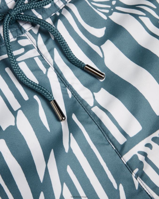 roupas Ted Baker shorts de banho com estampa de listras borboletas turfosas azul médio homens 8X6HDF1485
