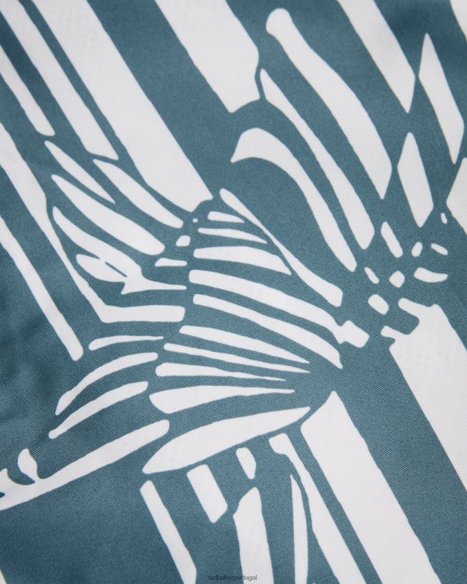 roupas Ted Baker shorts de banho com estampa de listras borboletas turfosas azul médio homens 8X6HDF1485