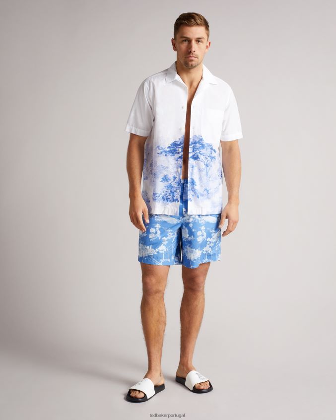 roupas Ted Baker shorts de banho estampados holoway azul homens 8X6HDF1665