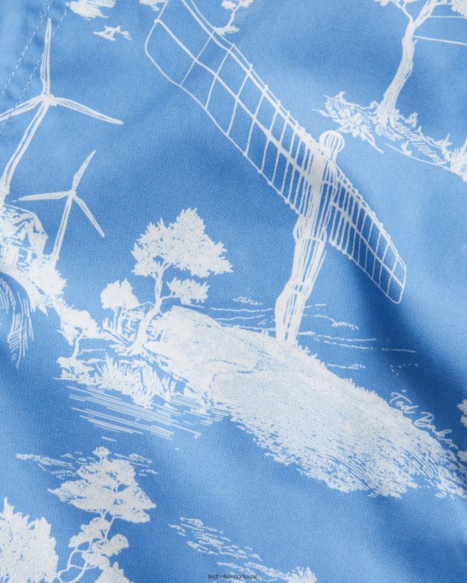 roupas Ted Baker shorts de banho estampados holoway azul homens 8X6HDF1665