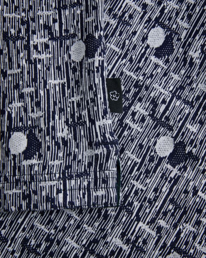 roupas Ted Baker camisa pólo de malha geométrica coreo azul-marinho homens 8X6HDF1224