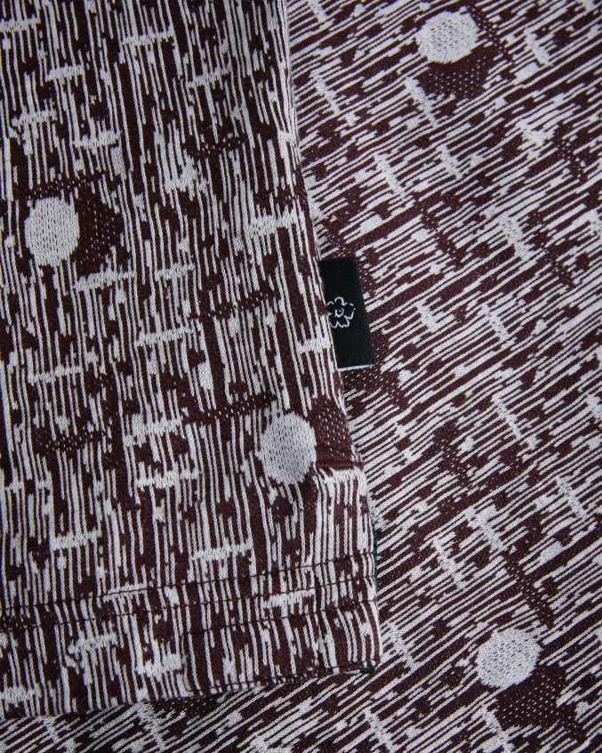 roupas Ted Baker camisa pólo de malha geométrica coreo marrom homens 8X6HDF1239