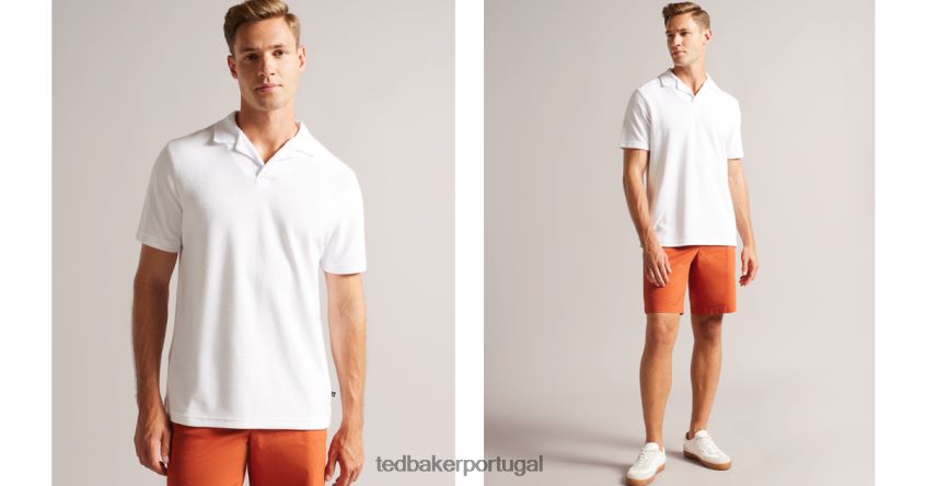 roupas Ted Baker sndbank toalha revere colarinho polo branco homens 8X6HDF1520