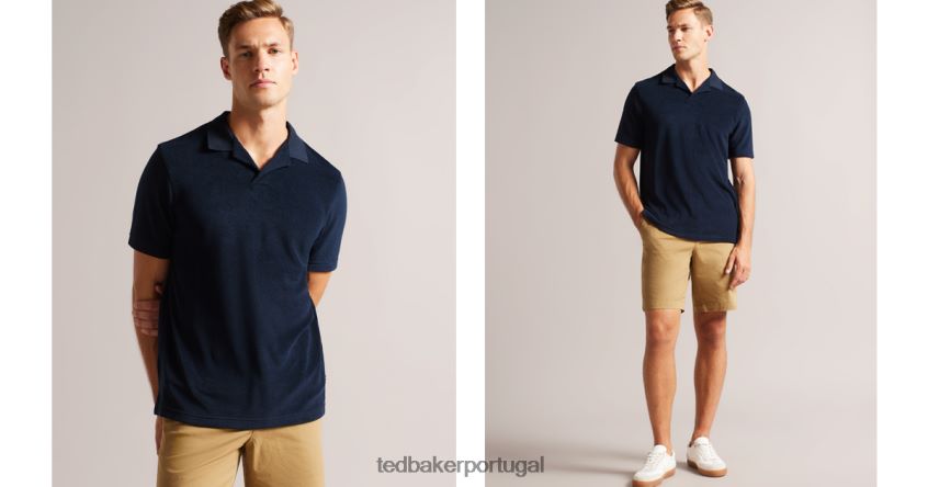 roupas Ted Baker sndbank toalha revere colarinho polo marinha homens 8X6HDF1550