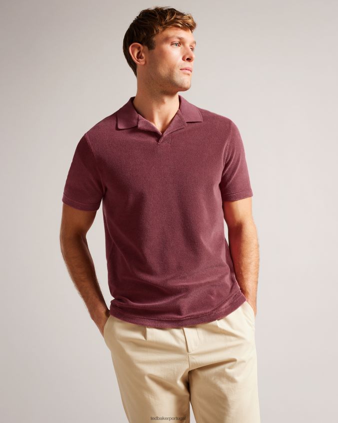 roupas Ted Baker sndbank toalha revere colarinho polo rosa médio homens 8X6HDF1494