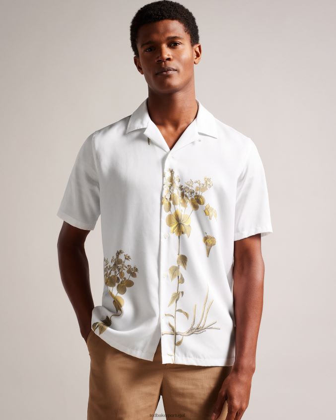roupas Ted Baker Bedmon camisa manga curta com estampa botânica branco homens 8X6HDF1370