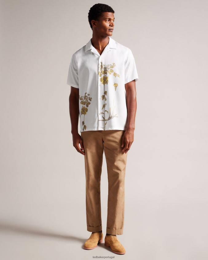 roupas Ted Baker Bedmon camisa manga curta com estampa botânica branco homens 8X6HDF1370