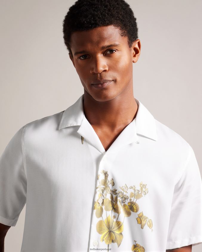 roupas Ted Baker Bedmon camisa manga curta com estampa botânica branco homens 8X6HDF1370