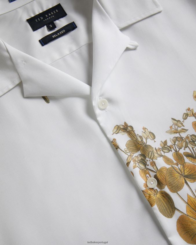 roupas Ted Baker Bedmon camisa manga curta com estampa botânica branco homens 8X6HDF1370