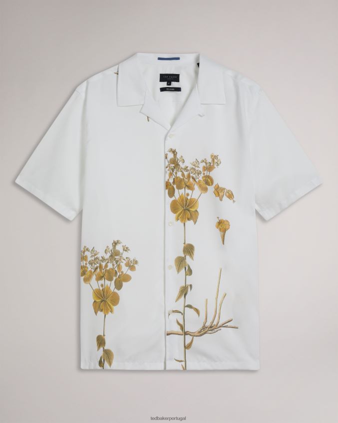 roupas Ted Baker Bedmon camisa manga curta com estampa botânica branco homens 8X6HDF1370