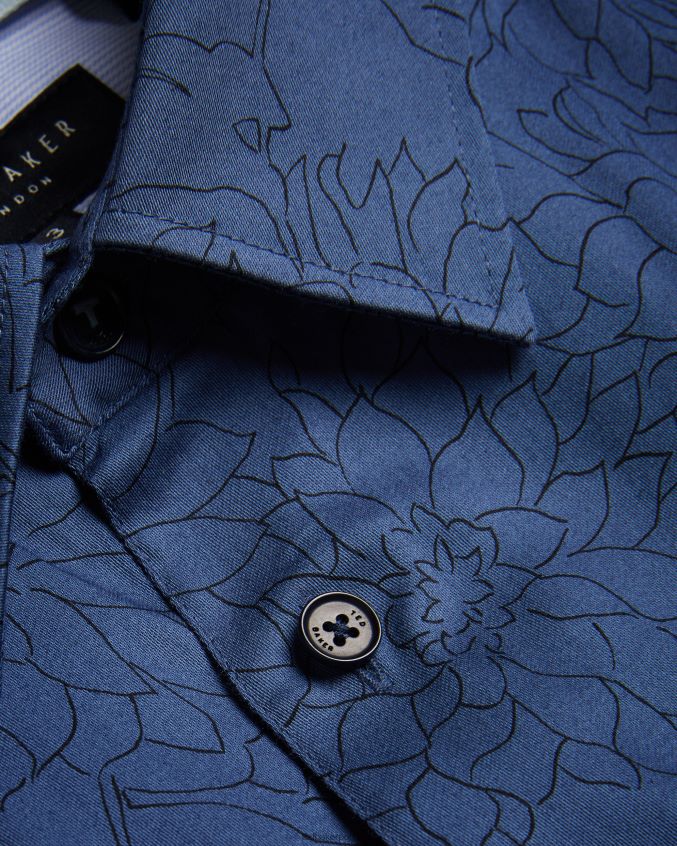 roupas Ted Baker Neale camisa manga longa com estampa floral marinha homens 8X6HDF1601