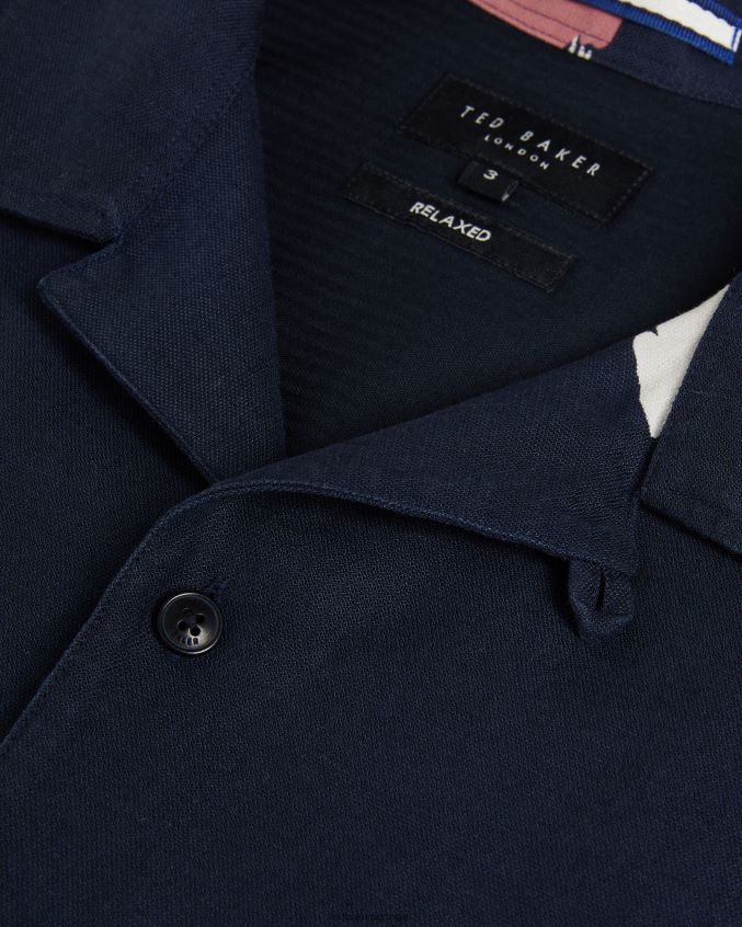 roupas Ted Baker Neele camisa manga curta com estampa floral marinha homens 8X6HDF1318