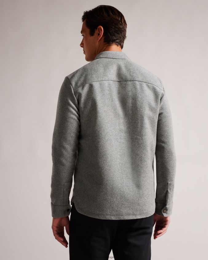 roupas Ted Baker anderby camiseta manga longa mistura de lã cinza homens 8X6HDF1249