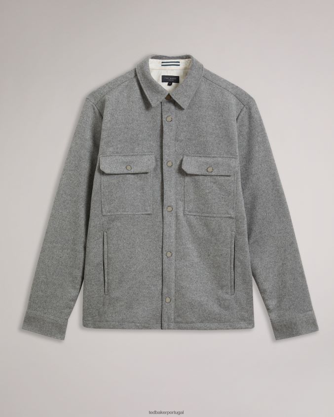 roupas Ted Baker anderby camiseta manga longa mistura de lã cinza homens 8X6HDF1249