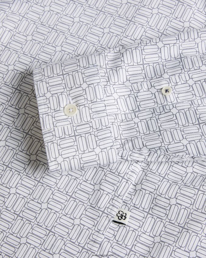 roupas Ted Baker andover camisa manga longa com estampa geométrica branco homens 8X6HDF1521