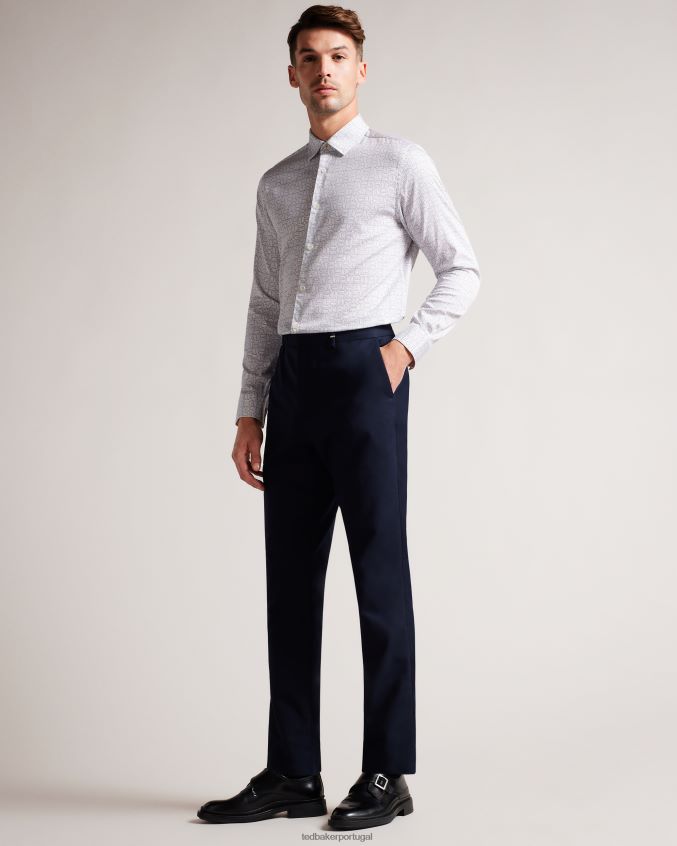 roupas Ted Baker andover camisa manga longa com estampa geométrica branco homens 8X6HDF1521