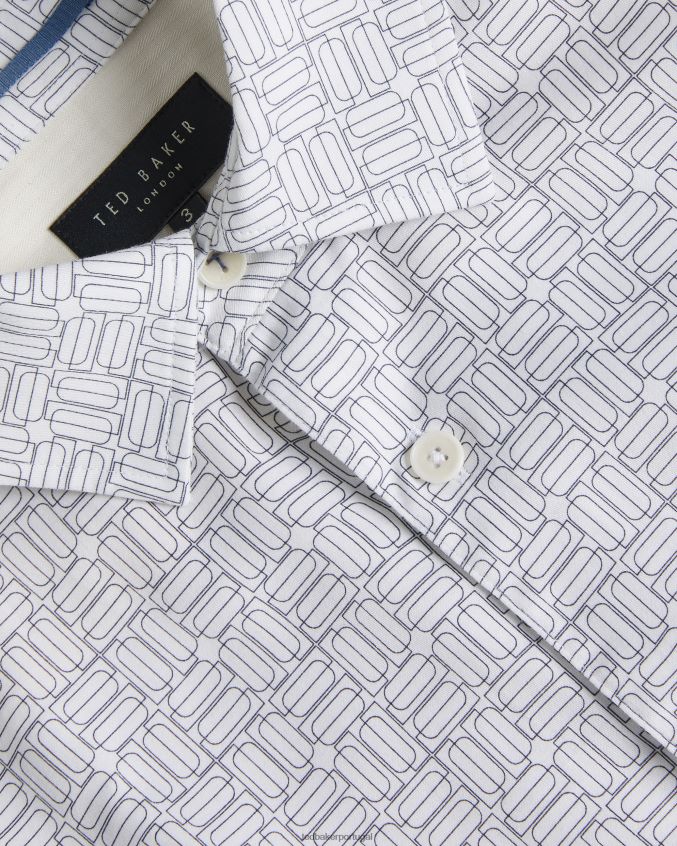 roupas Ted Baker andover camisa manga longa com estampa geométrica branco homens 8X6HDF1521