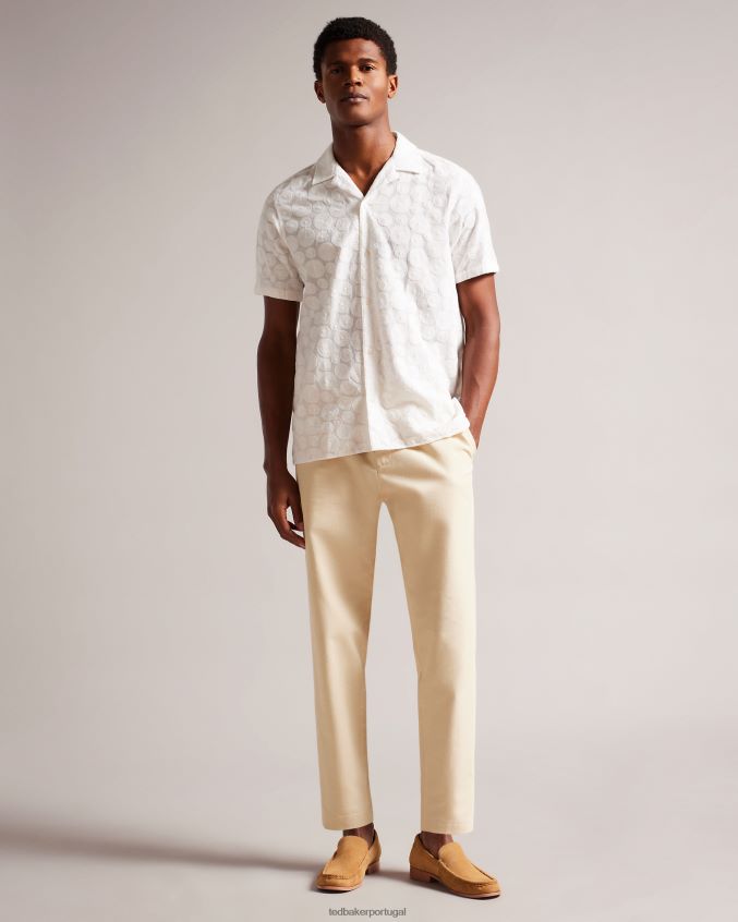 roupas Ted Baker camisa allbury manga curta com bordado circular branco homens 8X6HDF1365