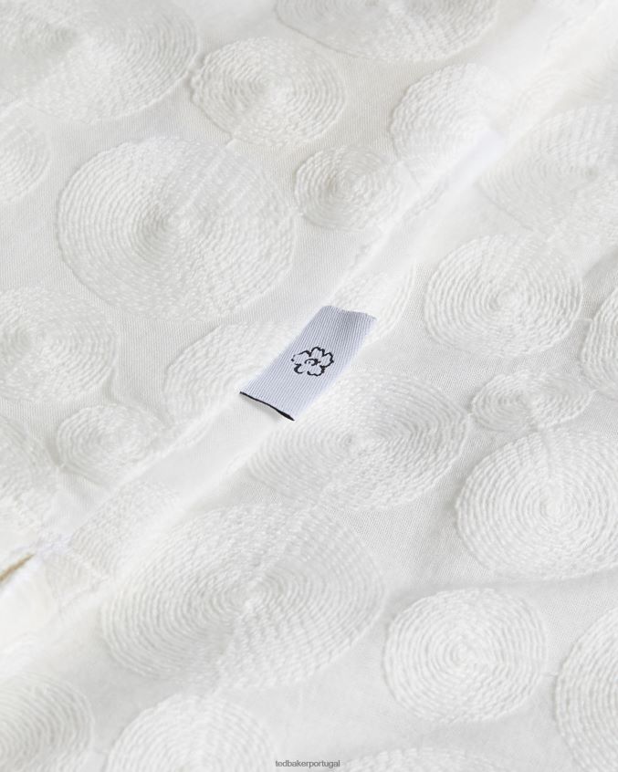 roupas Ted Baker camisa allbury manga curta com bordado circular branco homens 8X6HDF1365