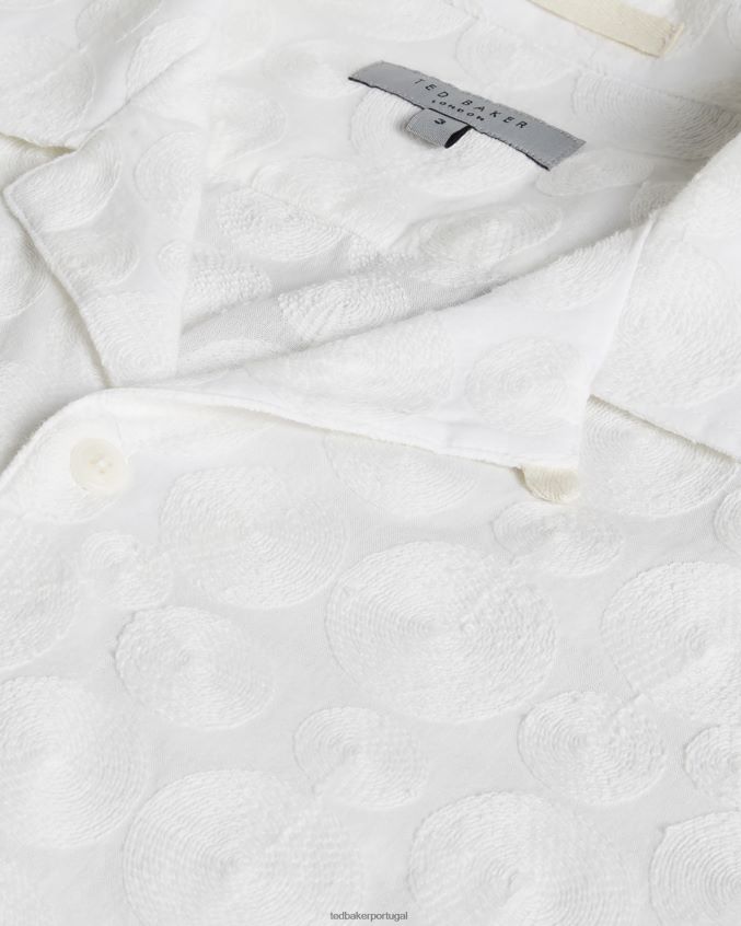 roupas Ted Baker camisa allbury manga curta com bordado circular branco homens 8X6HDF1365