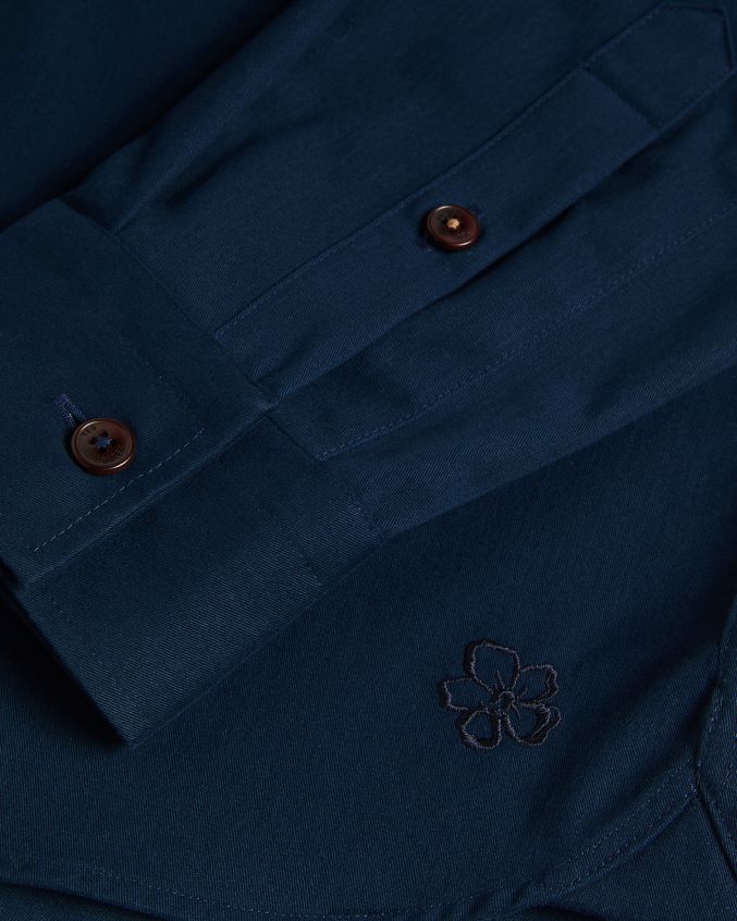 roupas Ted Baker camisa almur manga longa em sarja escovada marinha homens 8X6HDF1242