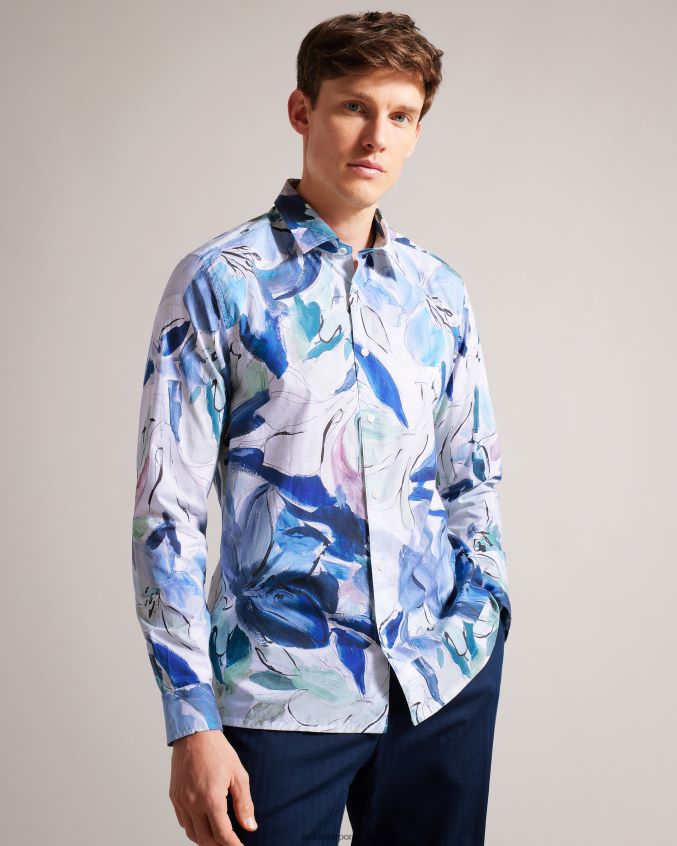 roupas Ted Baker camisa clunie com estampa floral pintada multicolorido homens 8X6HDF1496