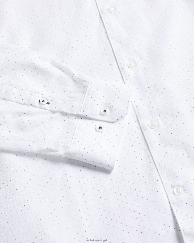 roupas Ted Baker camisa hysopss slim fit com estampa de mini bolinhas branco homens 8X6HDF1511