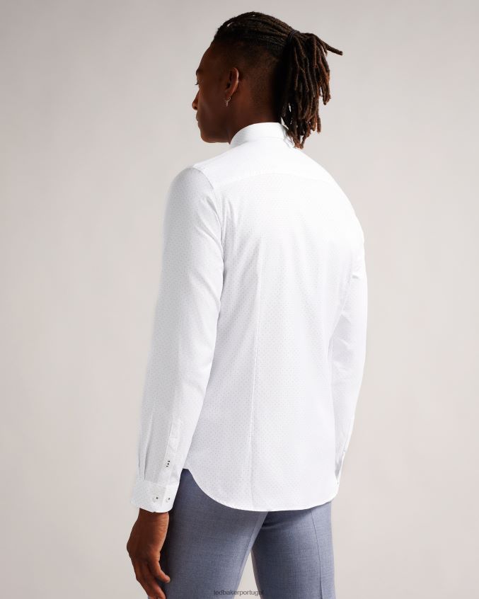roupas Ted Baker camisa hysopss slim fit com estampa de mini bolinhas branco homens 8X6HDF1511