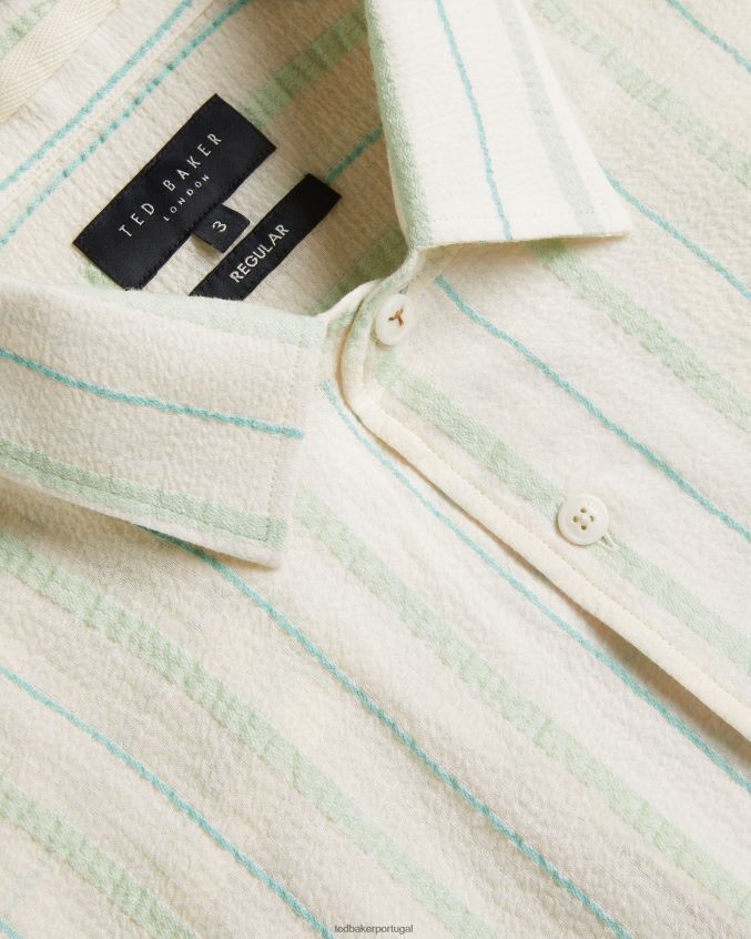 roupas Ted Baker camisa listrada hillma ss seersucker luz verde homens 8X6HDF1325