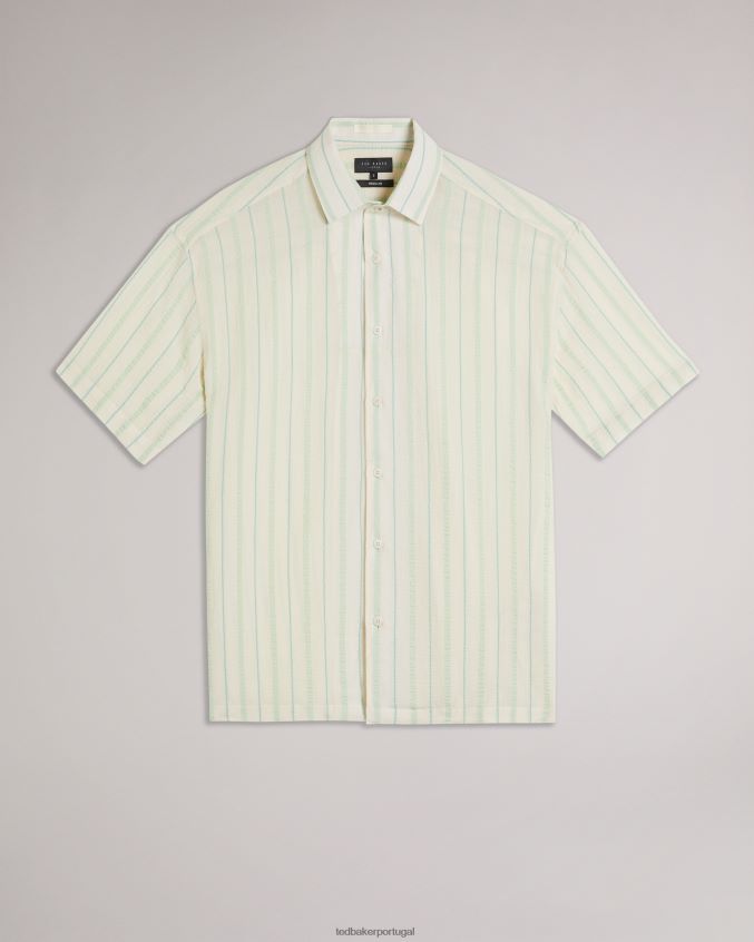 roupas Ted Baker camisa listrada hillma ss seersucker luz verde homens 8X6HDF1325