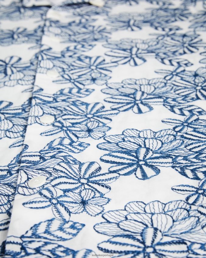 roupas Ted Baker camisa manga curta com bordado floral mannor branco homens 8X6HDF1400