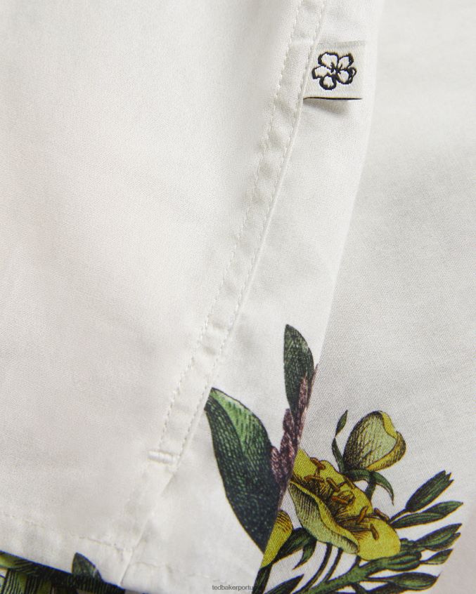 roupas Ted Baker camisa manga curta com estampa botânica gort cru homens 8X6HDF1614