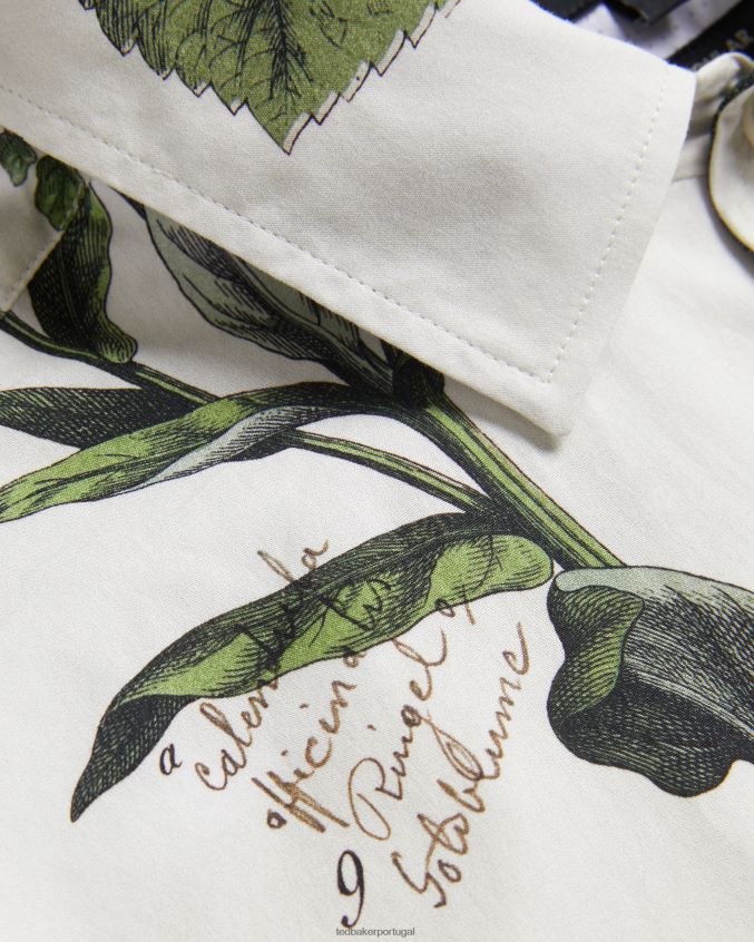 roupas Ted Baker camisa manga curta com estampa botânica gort cru homens 8X6HDF1614