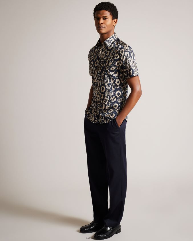 roupas Ted Baker camisa manga curta com estampa floral aibsho bronzeado homens 8X6HDF1529
