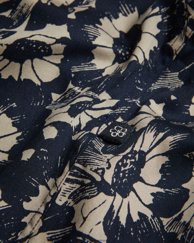roupas Ted Baker camisa manga curta com estampa floral aibsho bronzeado homens 8X6HDF1529