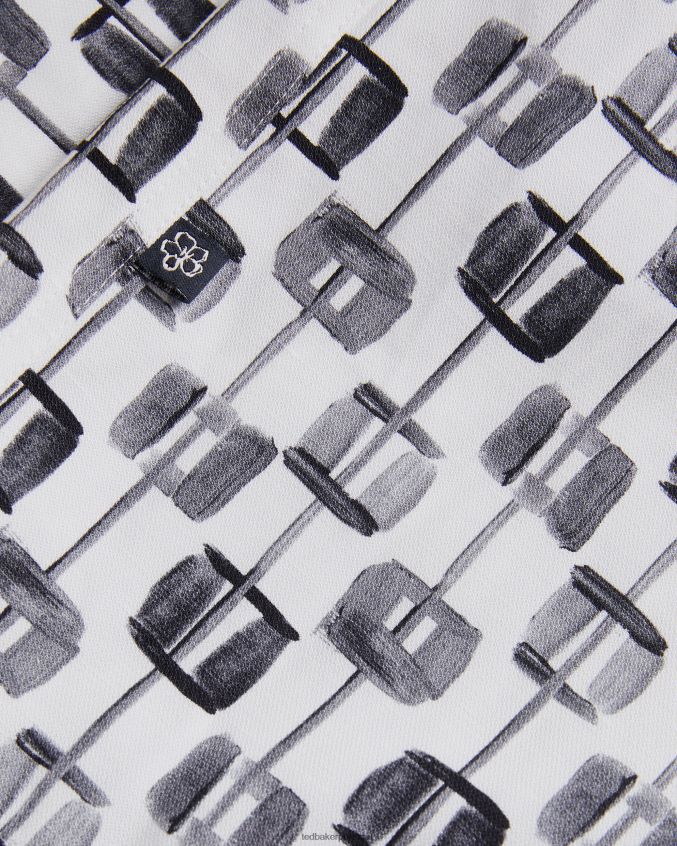 roupas Ted Baker camisa manga curta geométrica pintada erice cru homens 8X6HDF1605