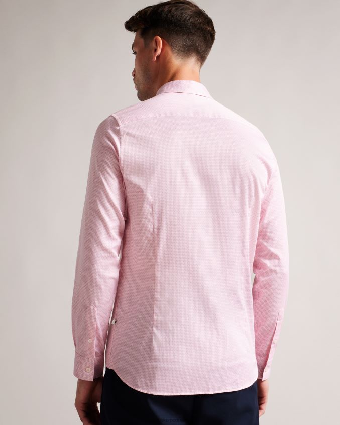 roupas Ted Baker camisa manga longa com estampa geométrica willet Rosa pálido homens 8X6HDF1220