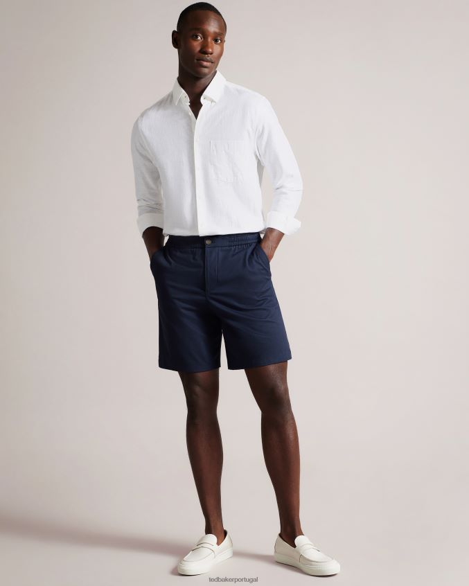 roupas Ted Baker camisa mistura de linho manga longa kingwel branco homens 8X6HDF1335