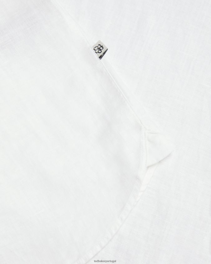 roupas Ted Baker camisa mistura de linho manga longa kingwel branco homens 8X6HDF1335