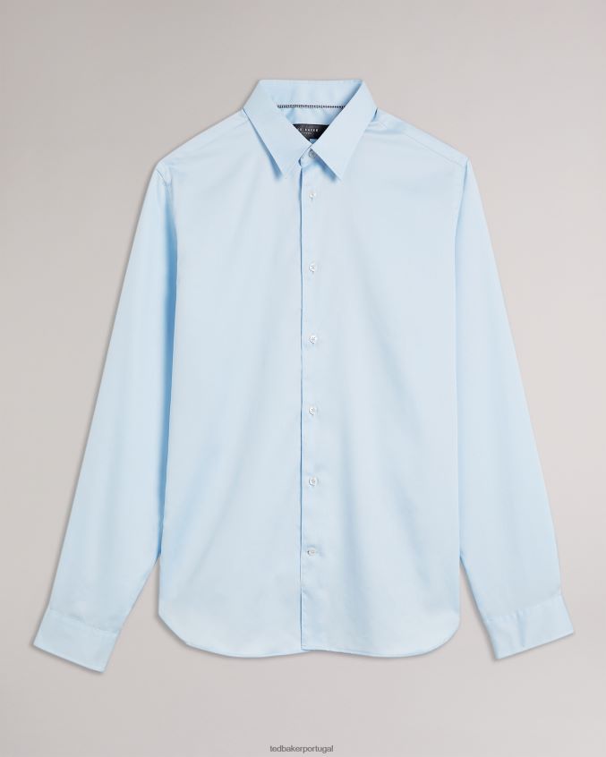 roupas Ted Baker camisa slim fit manga longa islass azul pálido homens 8X6HDF1456