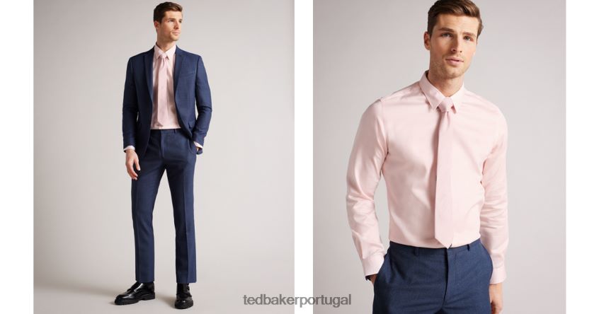 roupas Ted Baker camisa slim fit manga longa maeloss Rosa pálido homens 8X6HDF1499