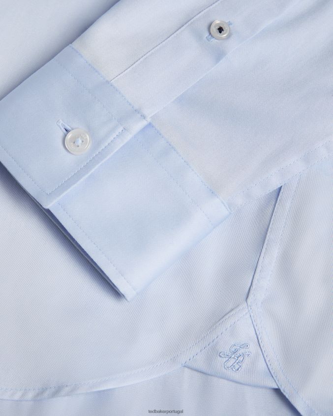 roupas Ted Baker camisa stretch de cetim manga longa abaixo azul claro homens 8X6HDF1481