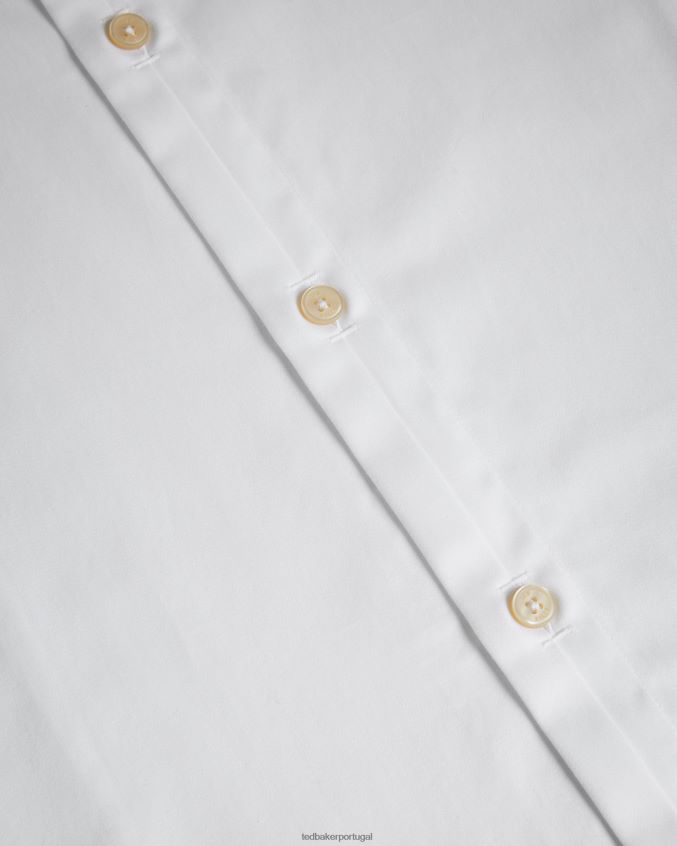 roupas Ted Baker camisa stretch de cetim manga longa abaixo branco homens 8X6HDF1426