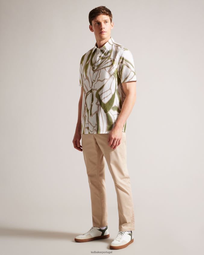 roupas Ted Baker errew camisa manga curta com estampa abstrata cru homens 8X6HDF1549